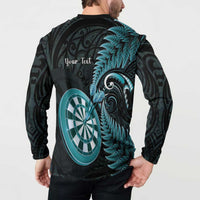 Personalised New Zealand Darts Button Sweatshirt Happiness Is A Tight Threesome Maori Paua Shell
