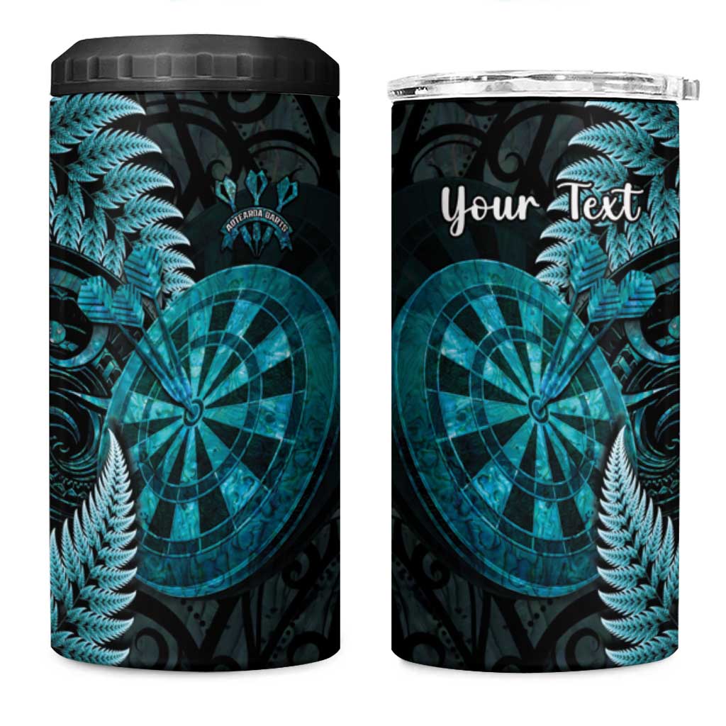 Personalised New Zealand Darts 4 in 1 Can Cooler Tumbler Happiness Is A Tight Threesome Maori Paua Shell