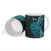 Personalised New Zealand Darts Ceramic Mug Happiness Is A Tight Threesome Maori Paua Shell - Polynesian Pride