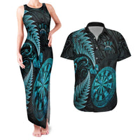 Personalised New Zealand Darts Couples Matching Tank Maxi Dress and Hawaiian Shirt Happiness Is A Tight Threesome Maori Paua Shell