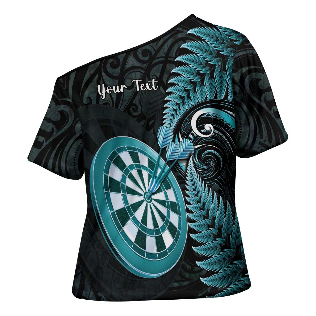 Personalised New Zealand Darts Cross Shoulder Shirt Happiness Is A Tight Threesome Maori Paua Shell - Polynesian Pride