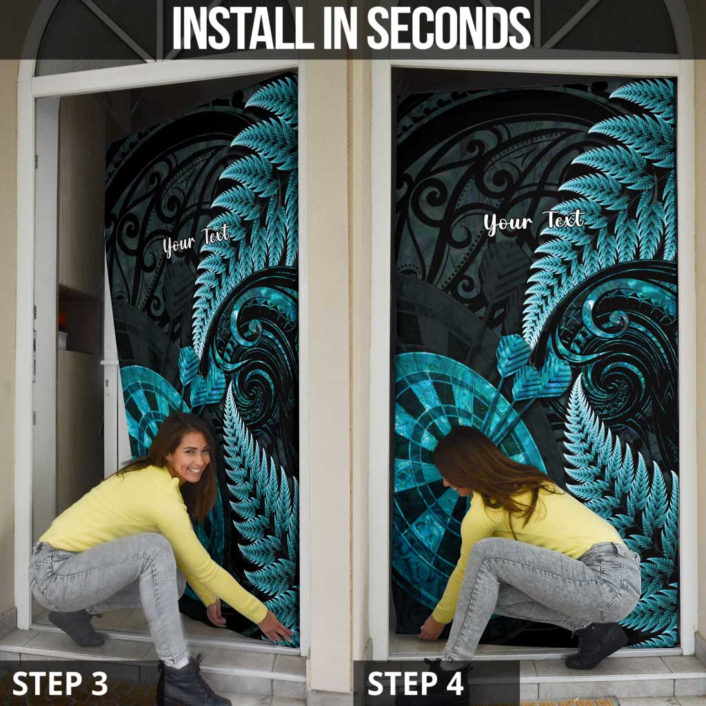 Personalised New Zealand Darts Door Cover Happiness Is A Tight Threesome Maori Paua Shell - Polynesian Pride