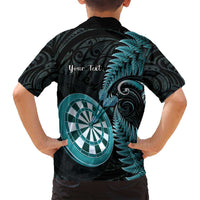 Personalised New Zealand Darts Family Matching Long Sleeve Bodycon Dress and Hawaiian Shirt Happiness Is A Tight Threesome Maori Paua Shell