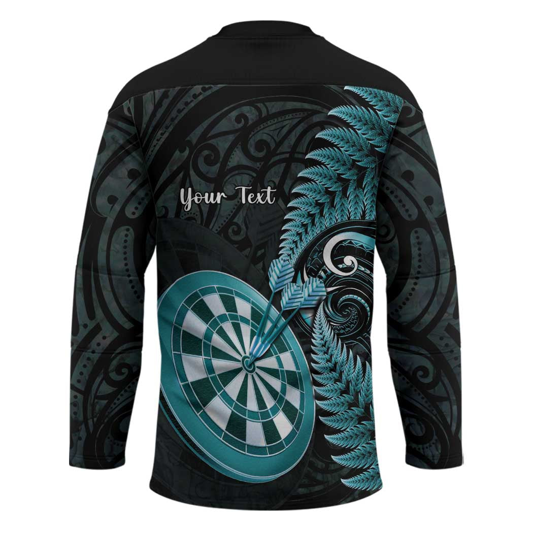 Personalised New Zealand Darts Hockey Jersey Happiness Is A Tight Threesome Maori Paua Shell - Polynesian Pride