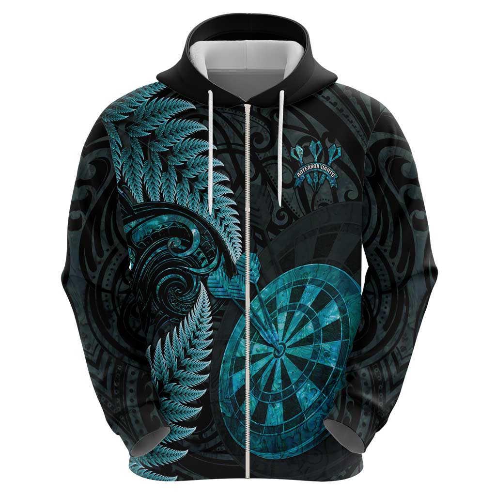 Personalised New Zealand Darts Hoodie Happiness Is A Tight Threesome Maori Paua Shell