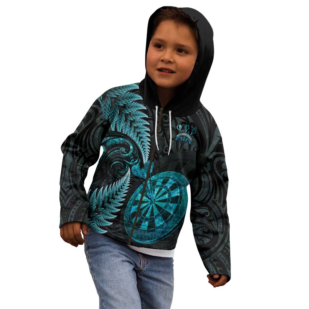 Personalised New Zealand Darts Kid Hoodie Happiness Is A Tight Threesome Maori Paua Shell