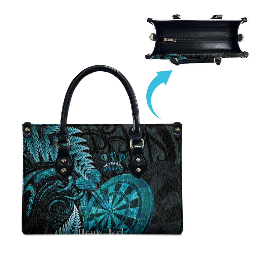 Personalised New Zealand Darts Leather Bag Happiness Is A Tight Threesome Maori Paua Shell - Polynesian Pride