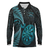 Personalised New Zealand Darts Long Sleeve Polo Shirt Happiness Is A Tight Threesome Maori Paua Shell
