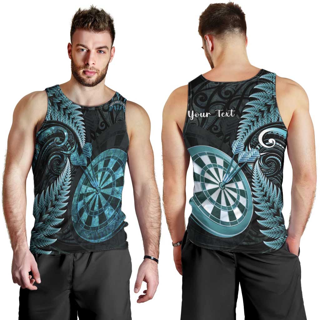Personalised New Zealand Darts Men Tank Top Happiness Is A Tight Threesome Maori Paua Shell