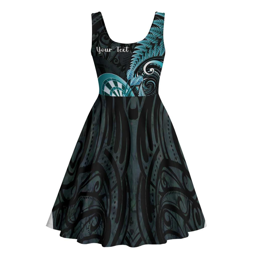 Personalised New Zealand Darts Midi Dress Happiness Is A Tight Threesome Maori Paua Shell LT14 - Polynesian Pride