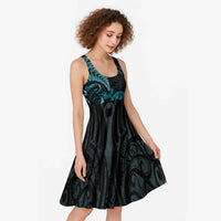 Personalised New Zealand Darts Midi Dress Happiness Is A Tight Threesome Maori Paua Shell LT14 - Polynesian Pride