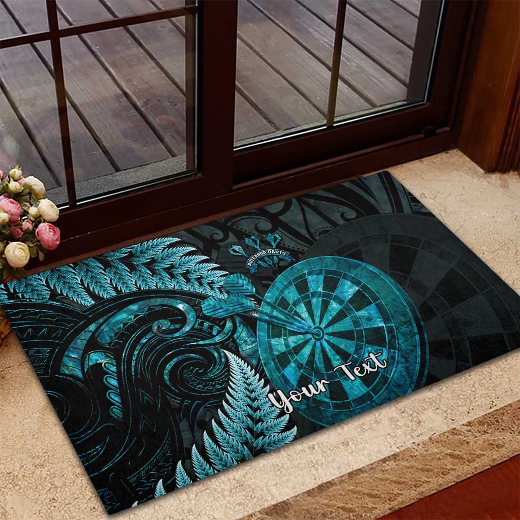 Personalised New Zealand Darts Rubber Doormat Happiness Is A Tight Threesome Maori Paua Shell