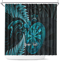 Personalised New Zealand Darts Shower Curtain Happiness Is A Tight Threesome Maori Paua Shell