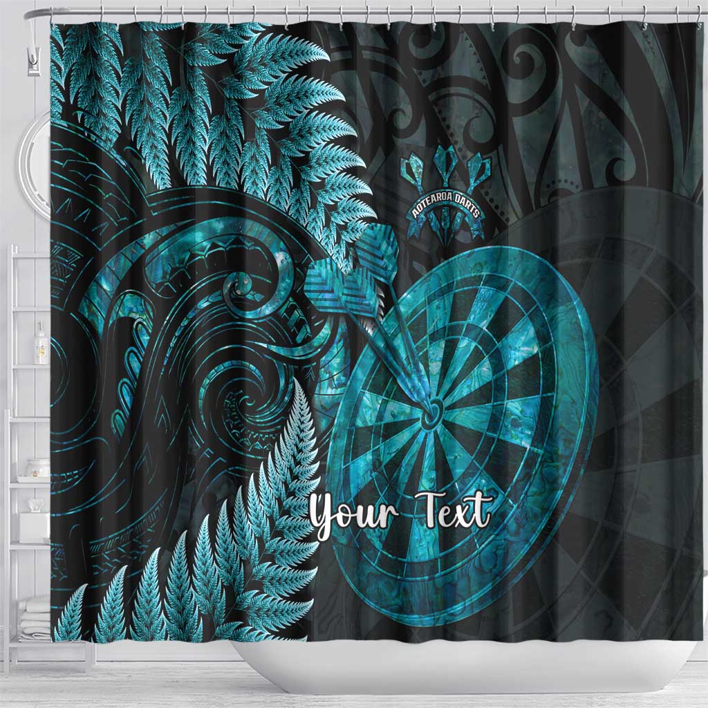 Personalised New Zealand Darts Shower Curtain Happiness Is A Tight Threesome Maori Paua Shell
