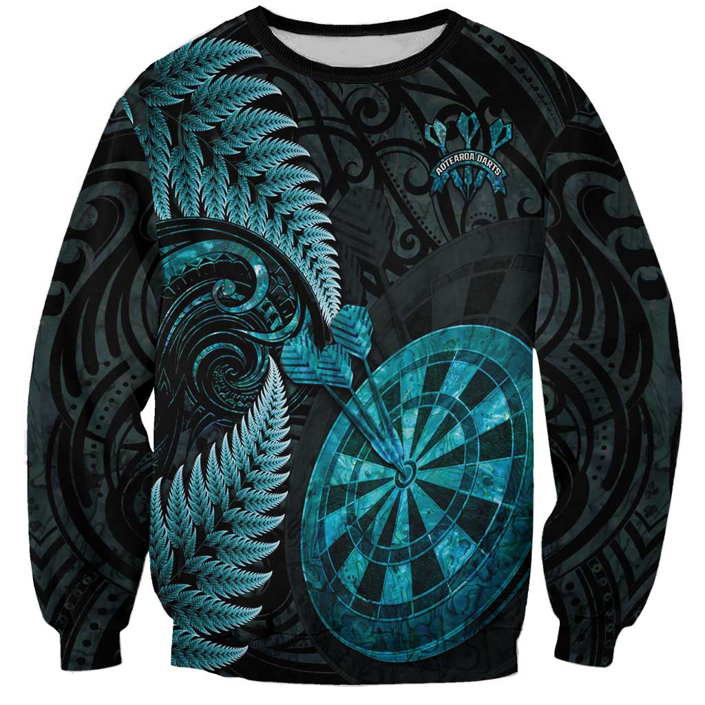 Personalised New Zealand Darts Sweatshirt Happiness Is A Tight Threesome Maori Paua Shell