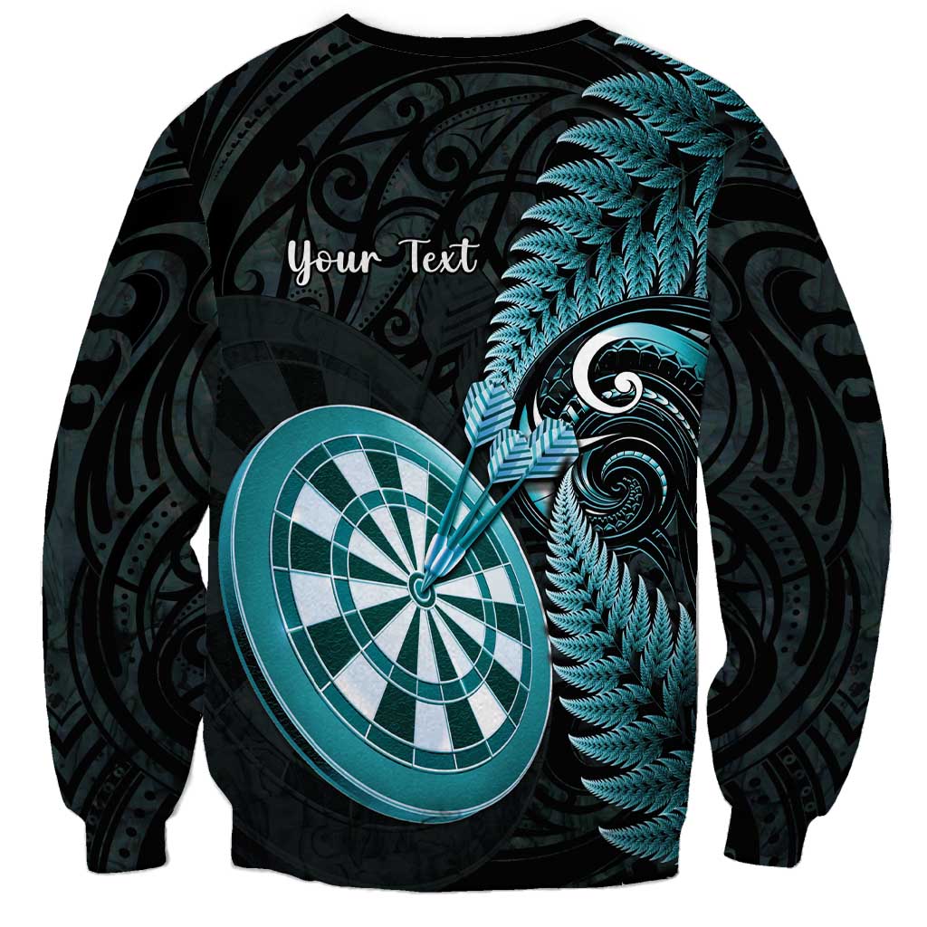 Personalised New Zealand Darts Sweatshirt Happiness Is A Tight Threesome Maori Paua Shell
