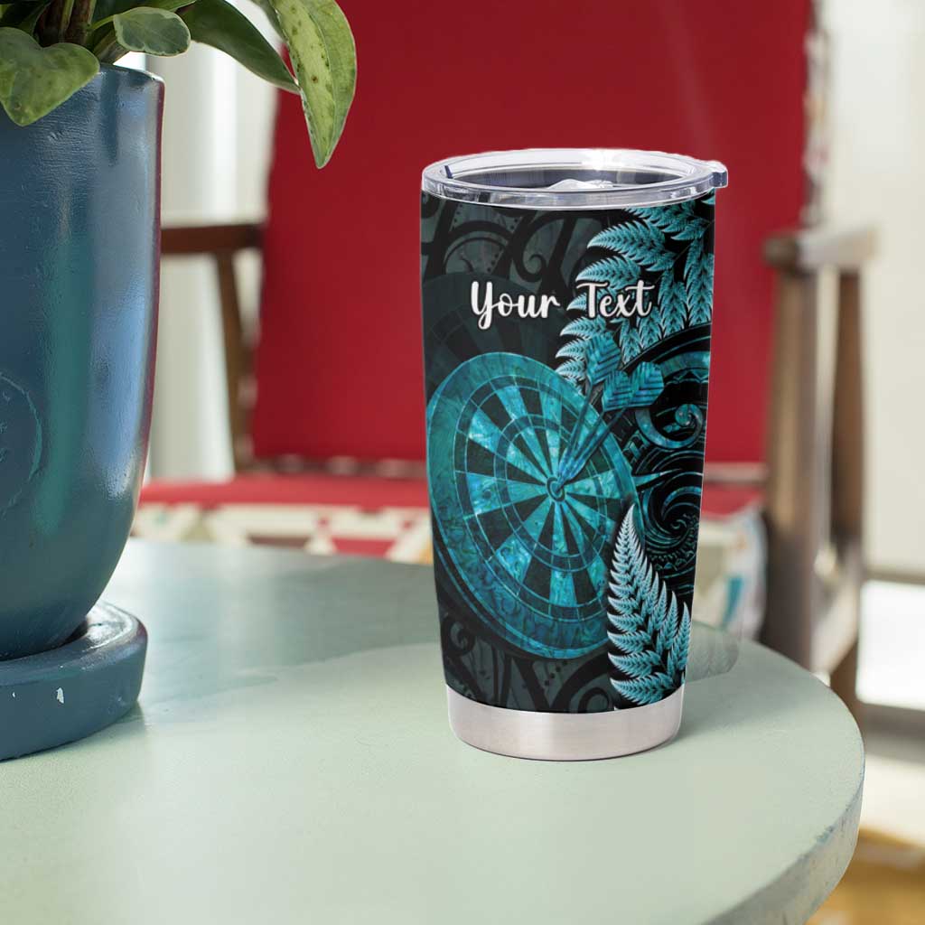 Personalised New Zealand Darts Tumbler Cup Happiness Is A Tight Threesome Maori Paua Shell