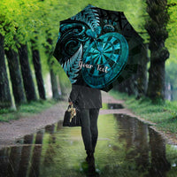 Personalised New Zealand Darts Umbrella Happiness Is A Tight Threesome Maori Paua Shell - Polynesian Pride