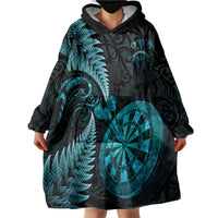 Personalised New Zealand Darts Wearable Blanket Hoodie Happiness Is A Tight Threesome Maori Paua Shell