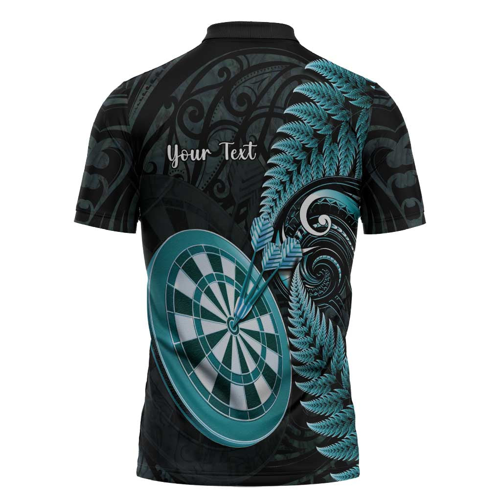 Personalised New Zealand Darts Zipper Polo Shirt Happiness Is A Tight Threesome Maori Paua Shell - Polynesian Pride