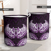 New Zealand Ta Moko Laundry Basket Aotearoa Maori Chest Tattoo Purple