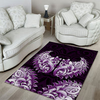 New Zealand Ta Moko Area Rug Aotearoa Maori Chest Tattoo Purple