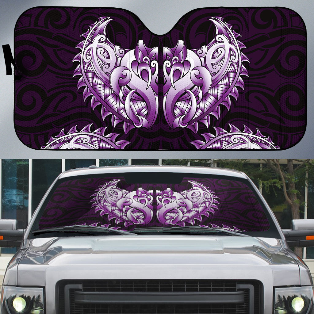 New Zealand Ta Moko Auto Sun Shade Aotearoa Maori Chest Tattoo Purple