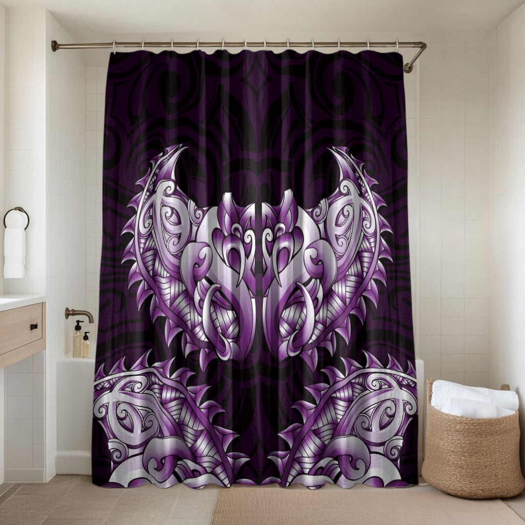 New Zealand Ta Moko Bathroom Set Aotearoa Maori Chest Tattoo Purple