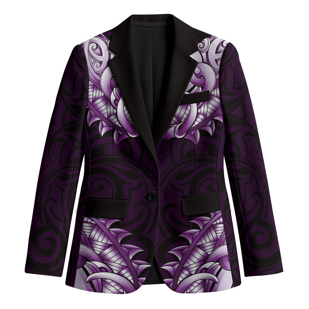 New Zealand Ta Moko Blazer Aotearoa Maori Chest Tattoo Purple