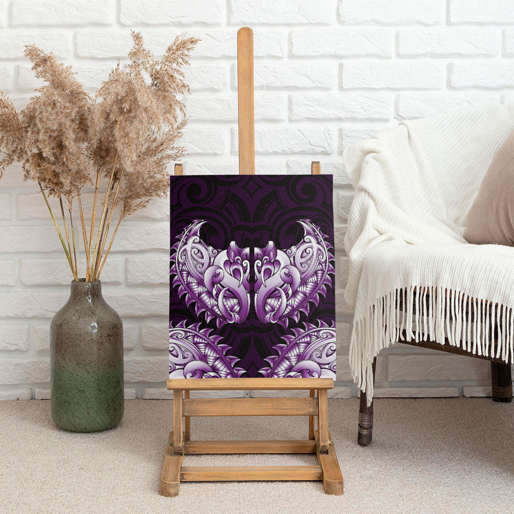 New Zealand Ta Moko Canvas Wall Art Aotearoa Maori Chest Tattoo Purple