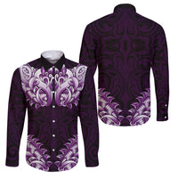 New Zealand Ta Moko Family Matching Mermaid Dress and Hawaiian Shirt Aotearoa Maori Chest Tattoo Purple