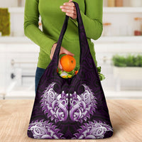 New Zealand Ta Moko Grocery Bag Aotearoa Maori Chest Tattoo Purple