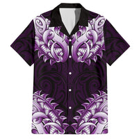 New Zealand Ta Moko Hawaiian Shirt Aotearoa Maori Chest Tattoo Purple
