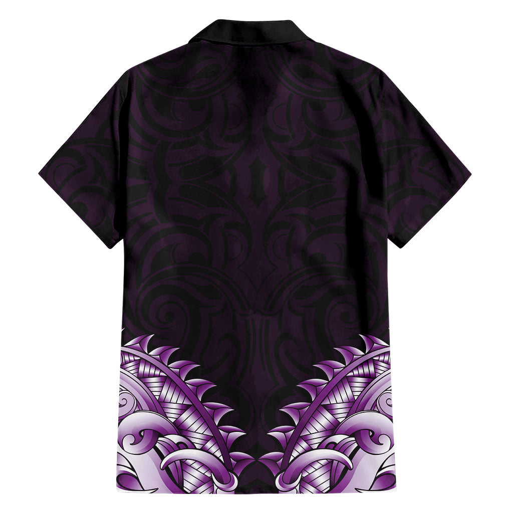 New Zealand Ta Moko Hawaiian Shirt Aotearoa Maori Chest Tattoo Purple