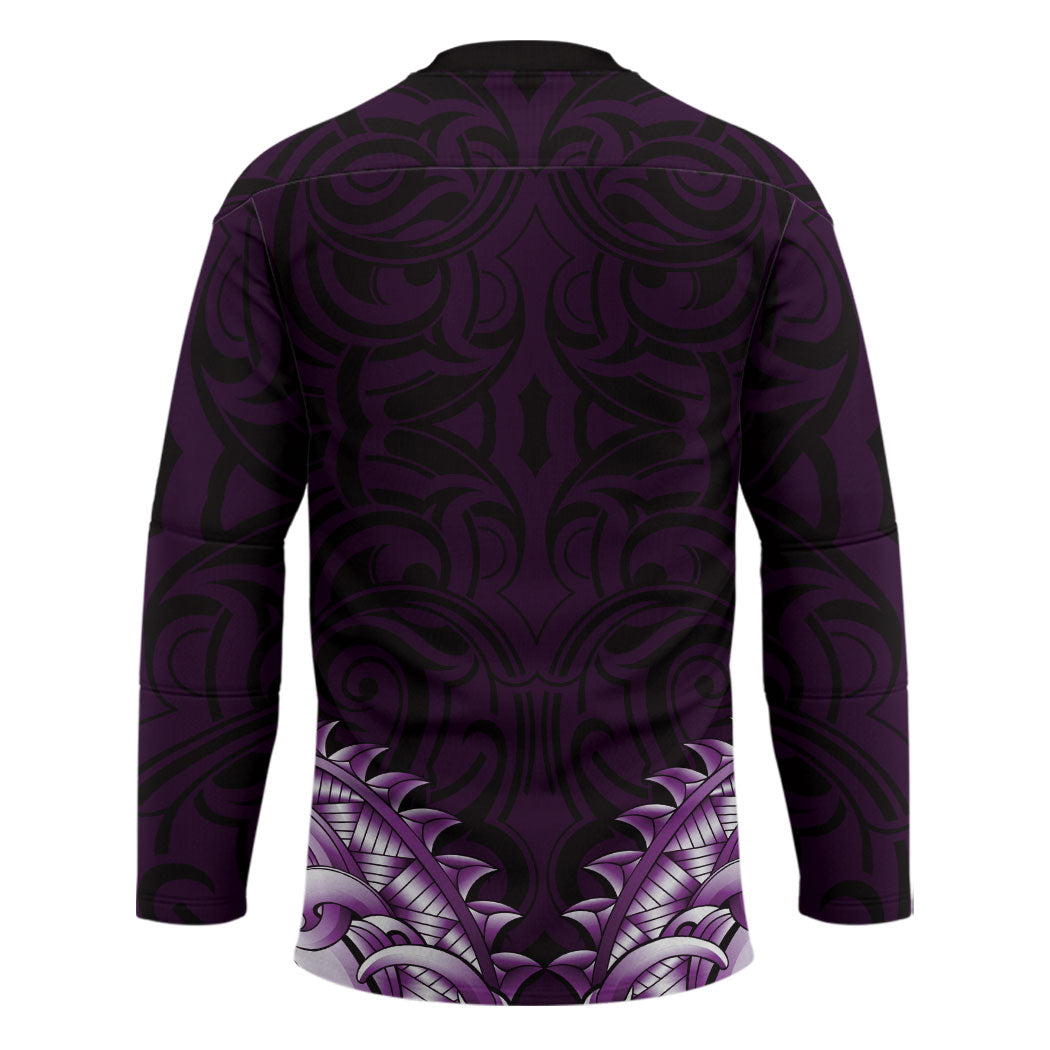 New Zealand Ta Moko Hockey Jersey Aotearoa Maori Chest Tattoo Purple