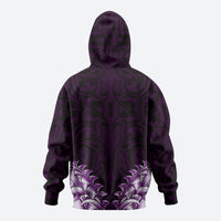 New Zealand Ta Moko Hoodie Aotearoa Maori Chest Tattoo Purple