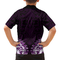 New Zealand Ta Moko Kid Hawaiian Shirt Aotearoa Maori Chest Tattoo Purple