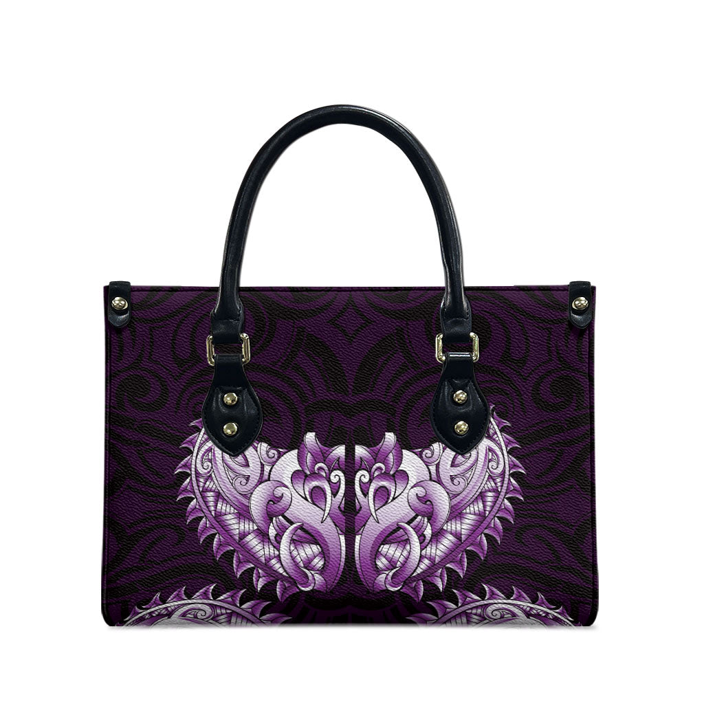 New Zealand Ta Moko Leather Bag Aotearoa Maori Chest Tattoo Purple