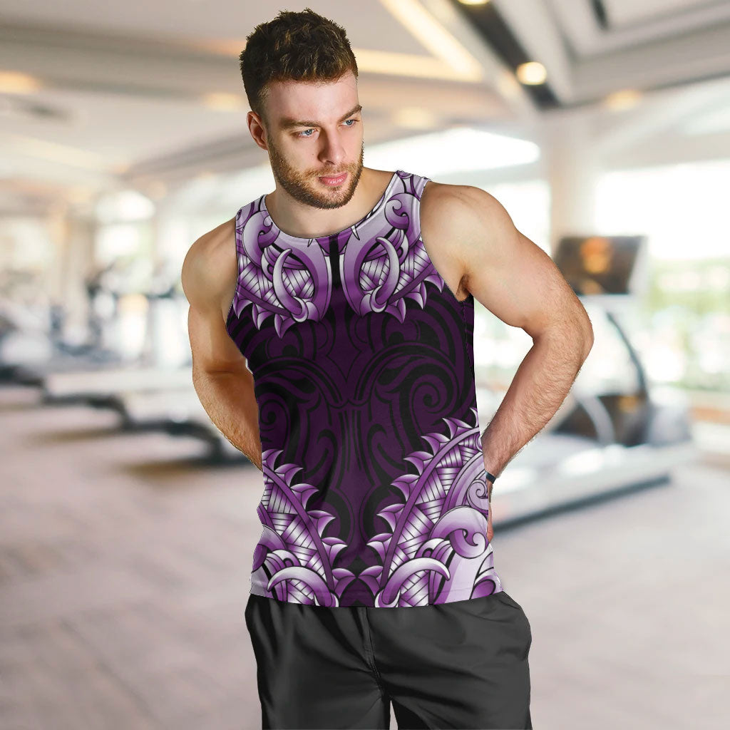 New Zealand Ta Moko Men Tank Top Aotearoa Maori Chest Tattoo Purple