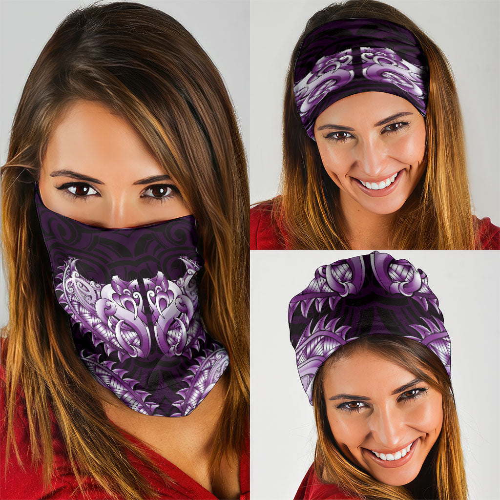 New Zealand Ta Moko Neck Gaiter Aotearoa Maori Chest Tattoo Purple