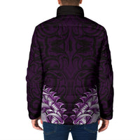 New Zealand Ta Moko Padded Jacket Aotearoa Maori Chest Tattoo Purple