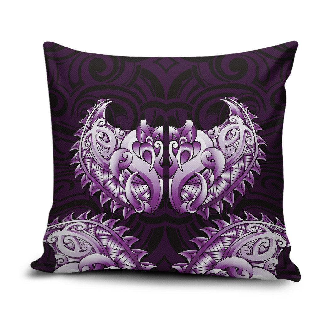 New Zealand Ta Moko Pillow Cover Aotearoa Maori Chest Tattoo Purple