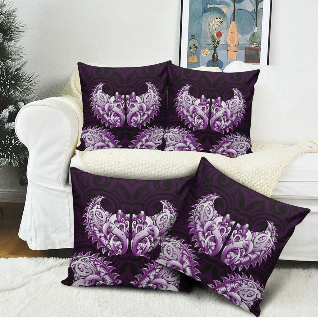 New Zealand Ta Moko Pillow Cover Aotearoa Maori Chest Tattoo Purple