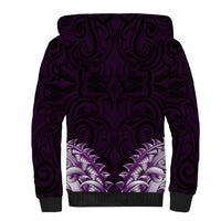New Zealand Ta Moko Sherpa Hoodie Aotearoa Maori Chest Tattoo Purple