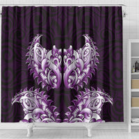New Zealand Ta Moko Shower Curtain Aotearoa Maori Chest Tattoo Purple
