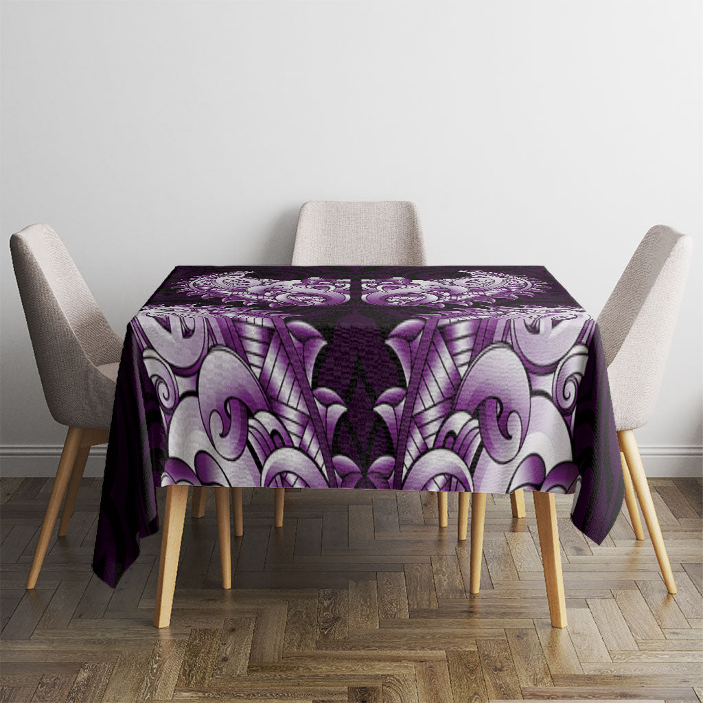 New Zealand Ta Moko Tablecloth Aotearoa Maori Chest Tattoo Purple