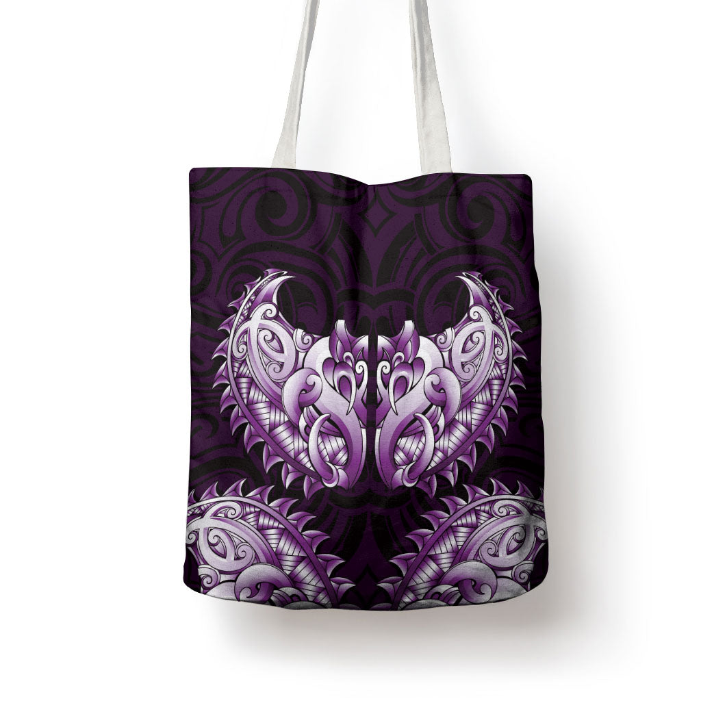 New Zealand Ta Moko Tote Bag Aotearoa Maori Chest Tattoo Purple