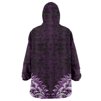 New Zealand Ta Moko Wearable Blanket Hoodie Aotearoa Maori Chest Tattoo Purple