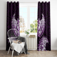 New Zealand Ta Moko Window Curtain Aotearoa Maori Chest Tattoo Purple