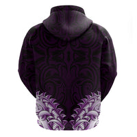 New Zealand Ta Moko Zip Hoodie Aotearoa Maori Chest Tattoo Purple
